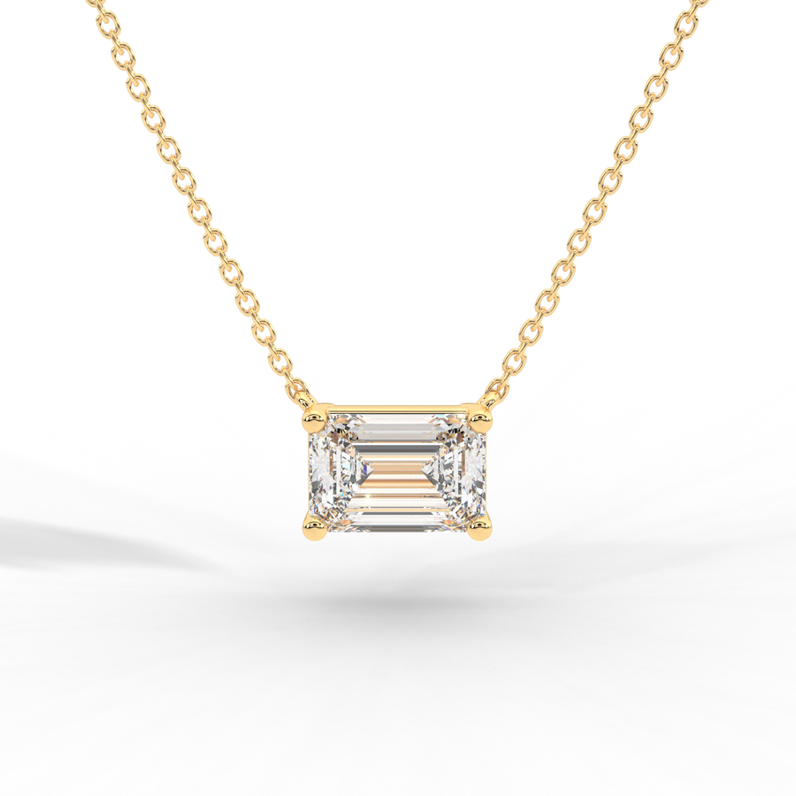 Emerald Cut Diamond Solitaire Pendant Necklace