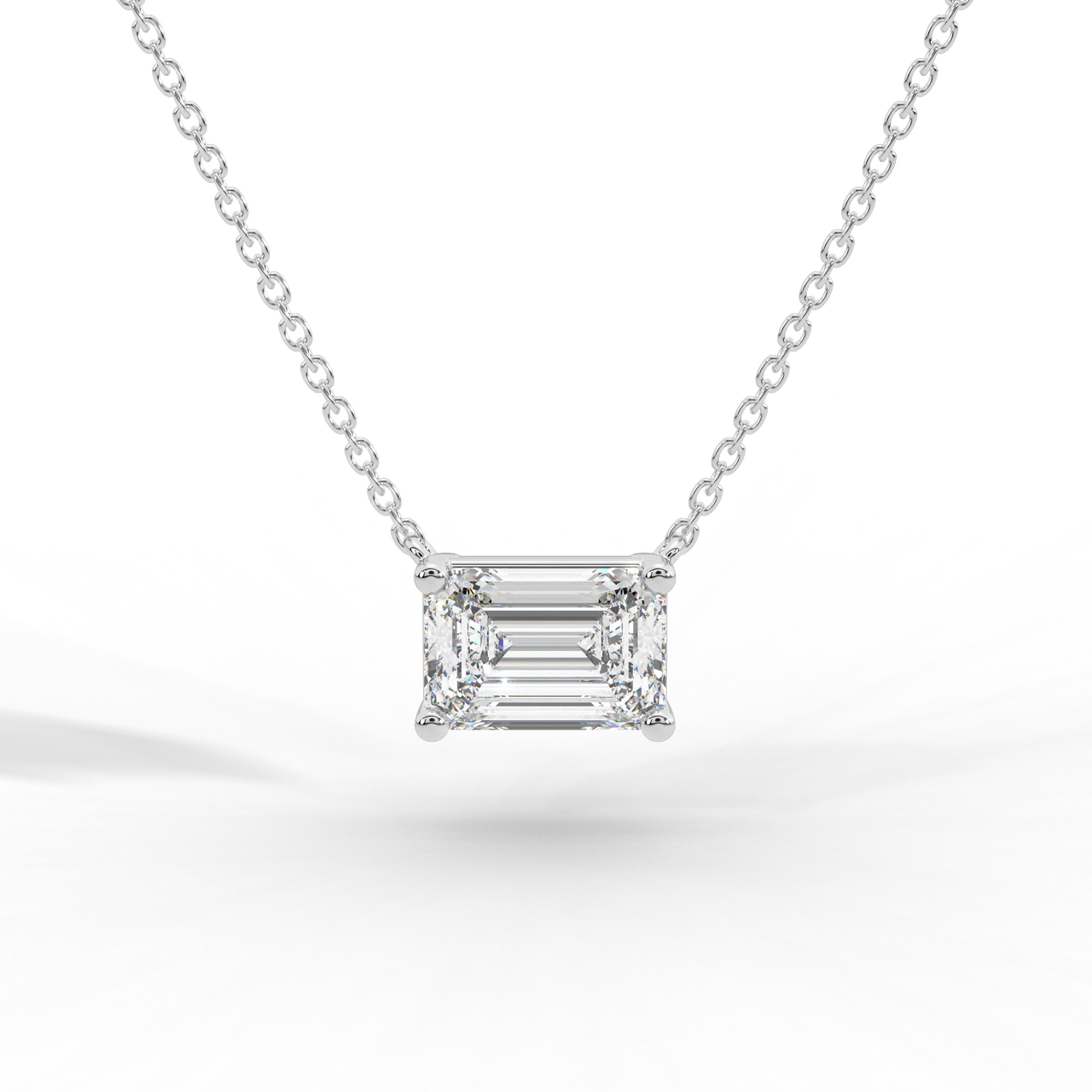 Emerald Cut Diamond Solitaire Pendant Necklace