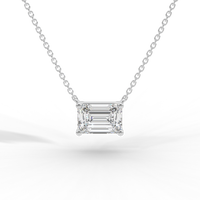 Thumbnail for Emerald Cut Diamond Solitaire Pendant Necklace