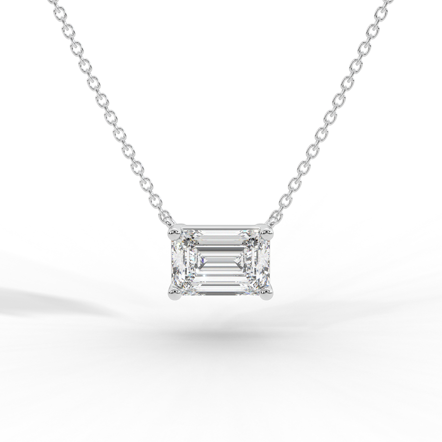 Emerald Cut Diamond Solitaire Pendant Necklace