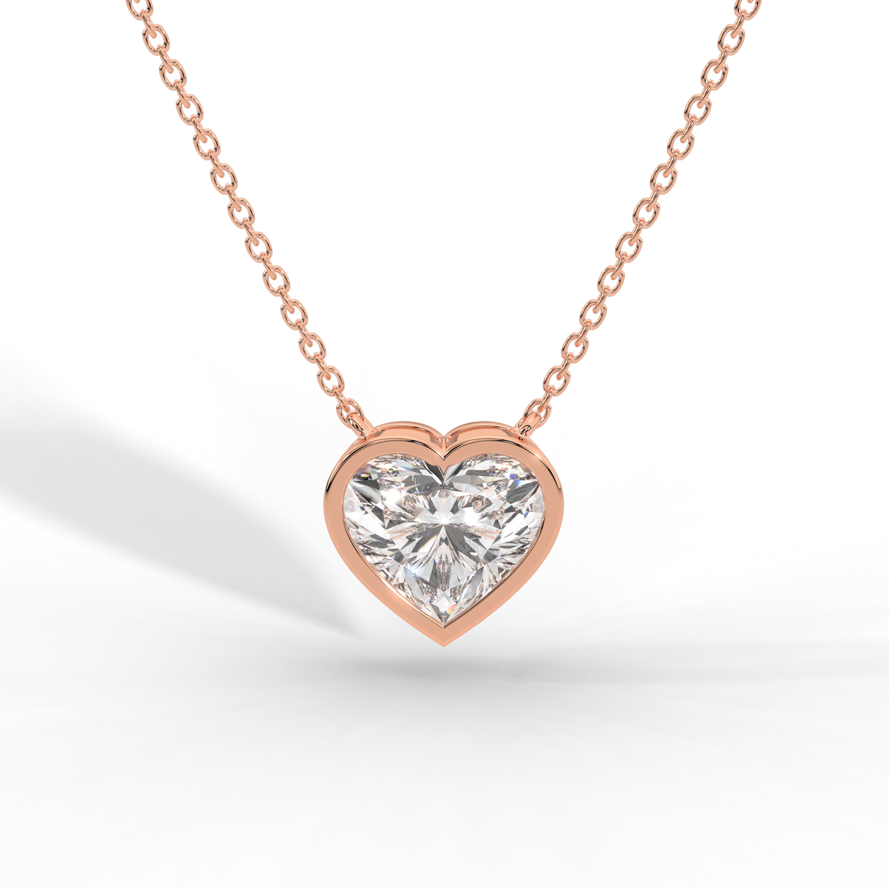 Heart Cut Diamond Solitaire Pendant Necklace