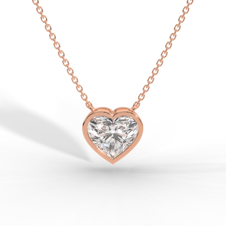 Heart Cut Diamond Solitaire Pendant Necklace