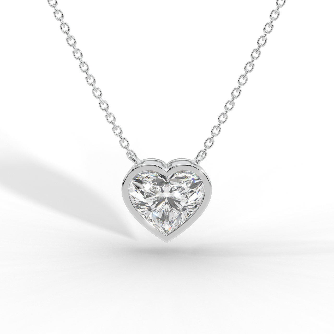 Heart Cut Diamond Solitaire Pendant Necklace