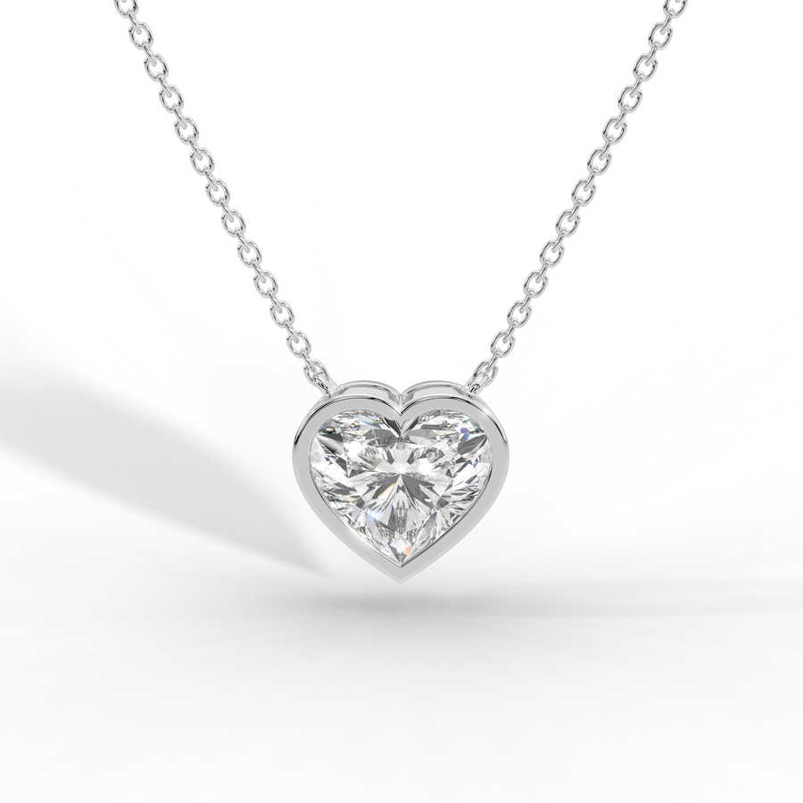 Heart Cut Diamond Solitaire Pendant Necklace