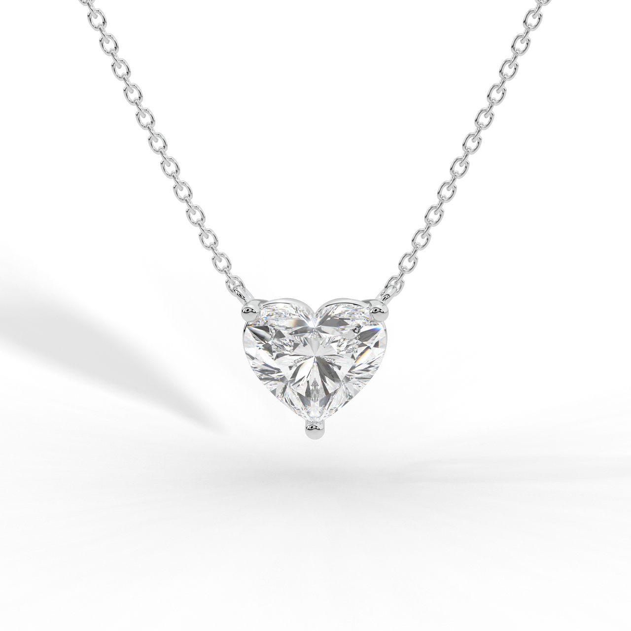 Heart Cut Diamond Solitaire Pendant Necklace