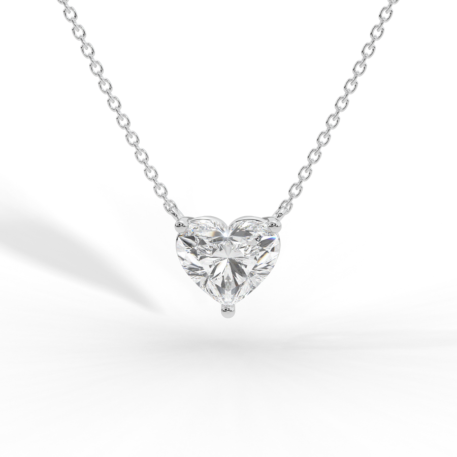 Heart Cut Diamond Solitaire Pendant Necklace