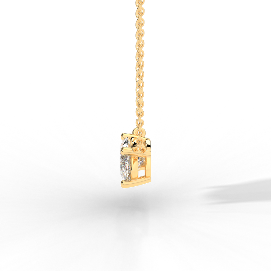 Marquise diamond prong pendant yellow gold side view Avianne