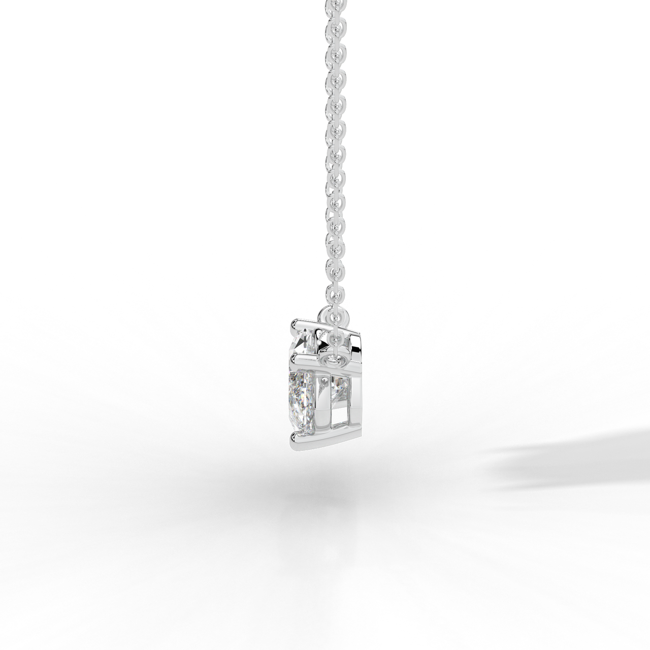 Marquise diamond prong pendant white gold side view Avianne