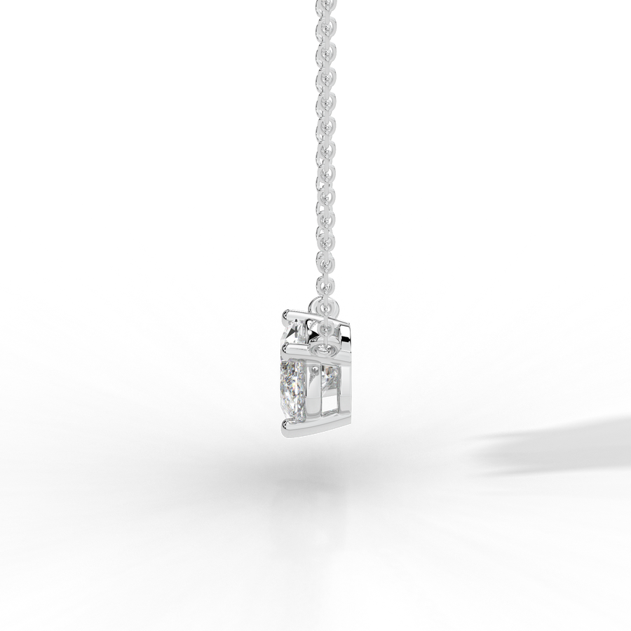 Marquise diamond prong pendant white gold side view Avianne