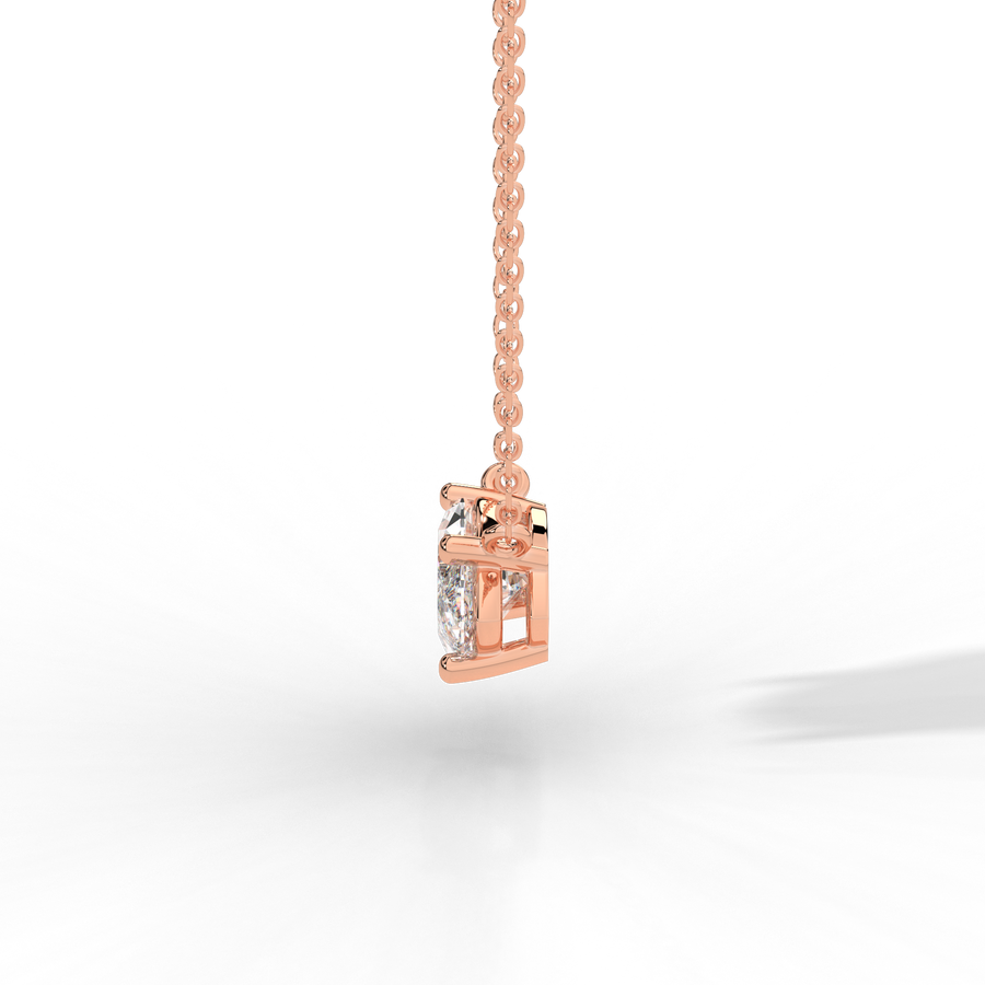 Marquise diamond prong pendant rose gold side view Avianne