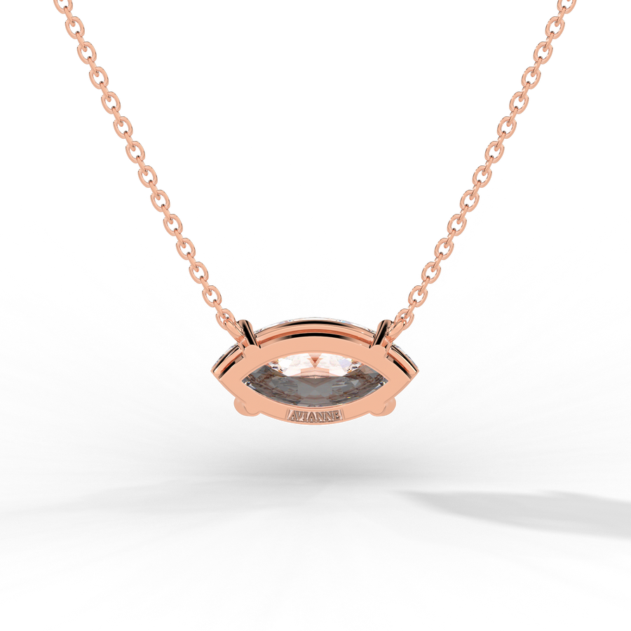 Marquise diamond bezel pendant rose gold back Avianne engraved