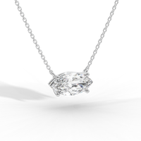 Thumbnail for Marquise diamond prong pendant yellow gold close up Avianne
