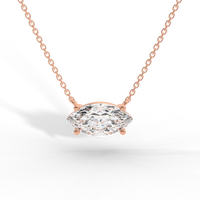 Thumbnail for Marquise diamond prong pendant rose gold close up Avianne