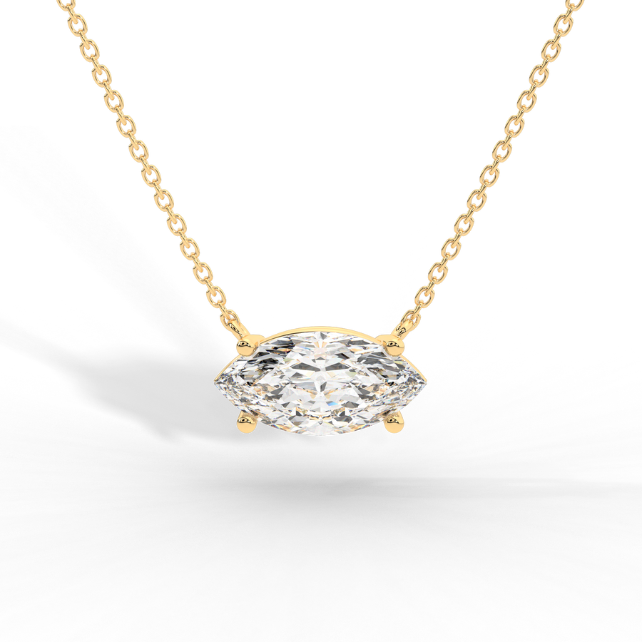 Marquise diamond prong pendant white gold front view Avianne
