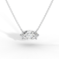 Thumbnail for Marquise diamond prong pendant rose gold front view Avianne