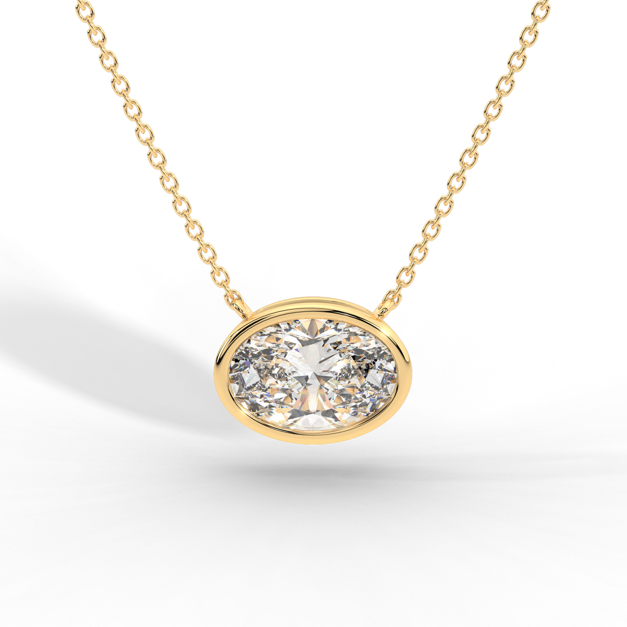 Oval Cut Diamond Solitaire Pendant Necklace
