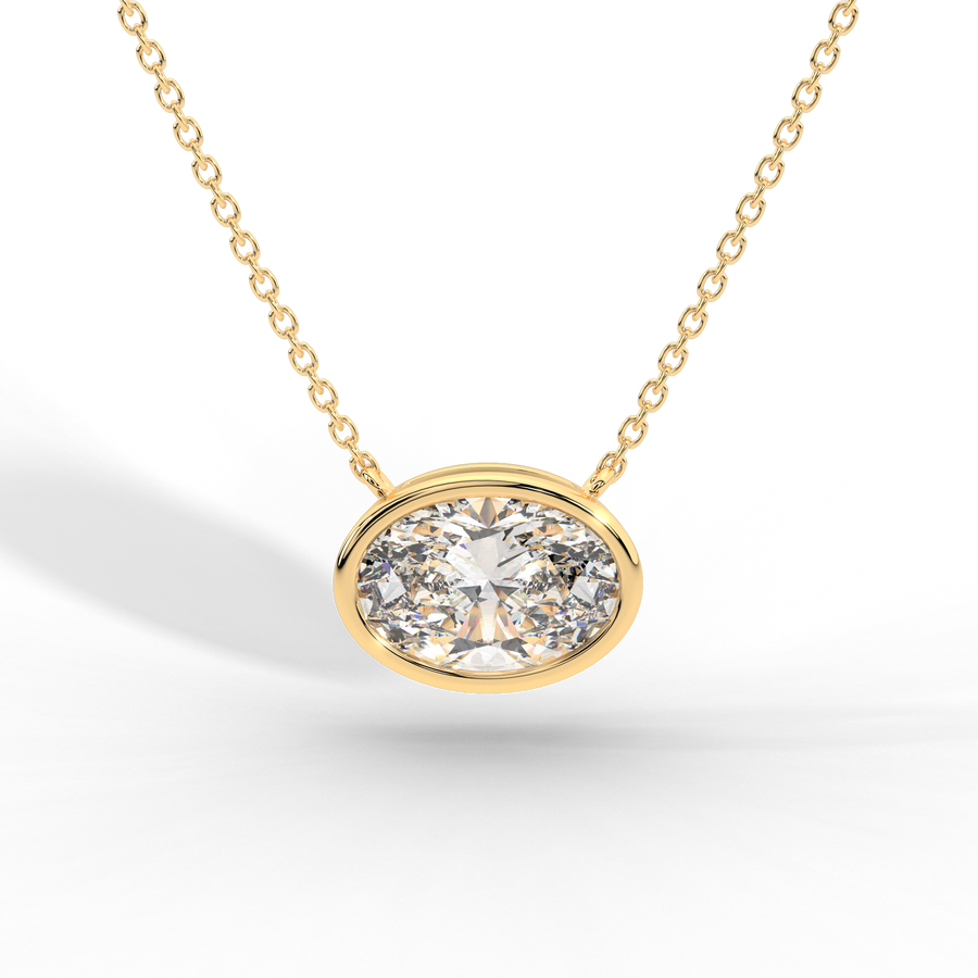 Oval Cut Diamond Solitaire Pendant Necklace