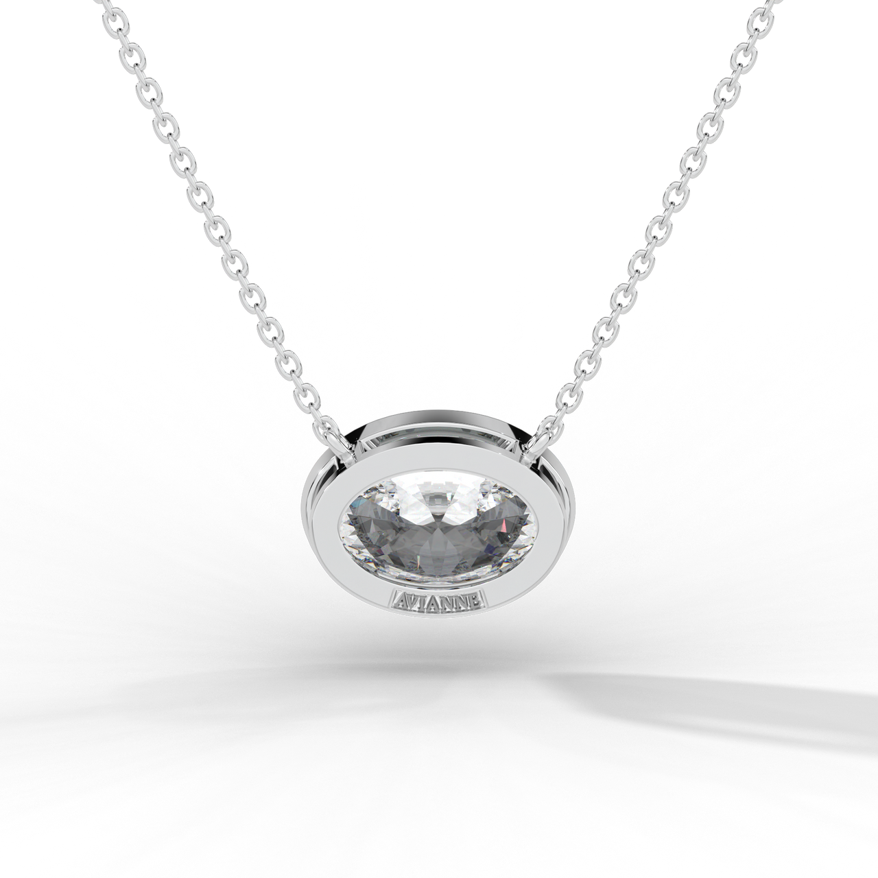 Oval Cut Diamond Solitaire Pendant Necklace
