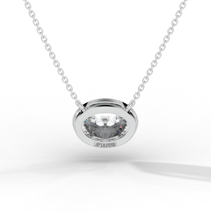 Oval Cut Diamond Solitaire Pendant Necklace
