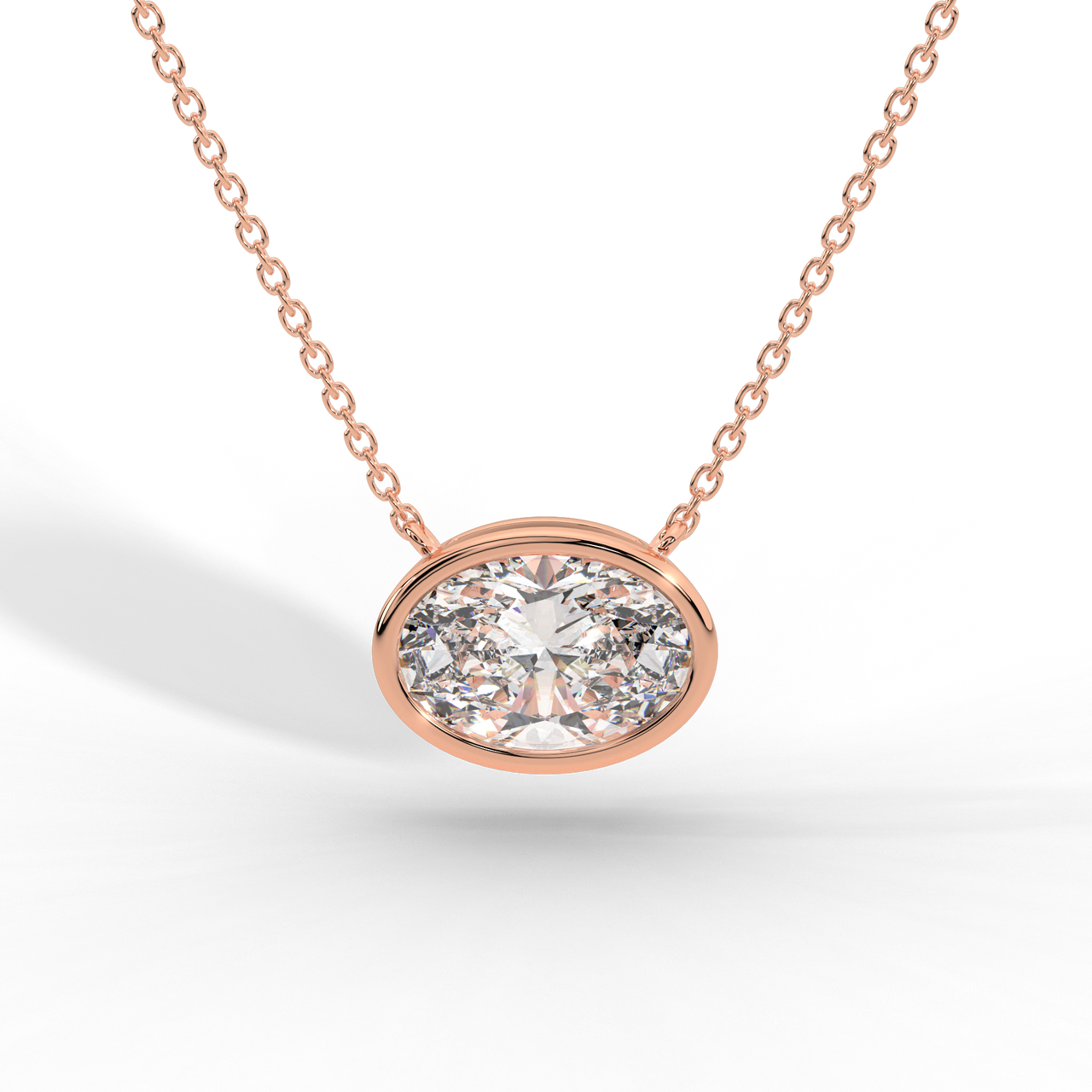 Oval Cut Diamond Solitaire Pendant Necklace