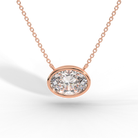 Thumbnail for Oval Cut Diamond Solitaire Pendant Necklace