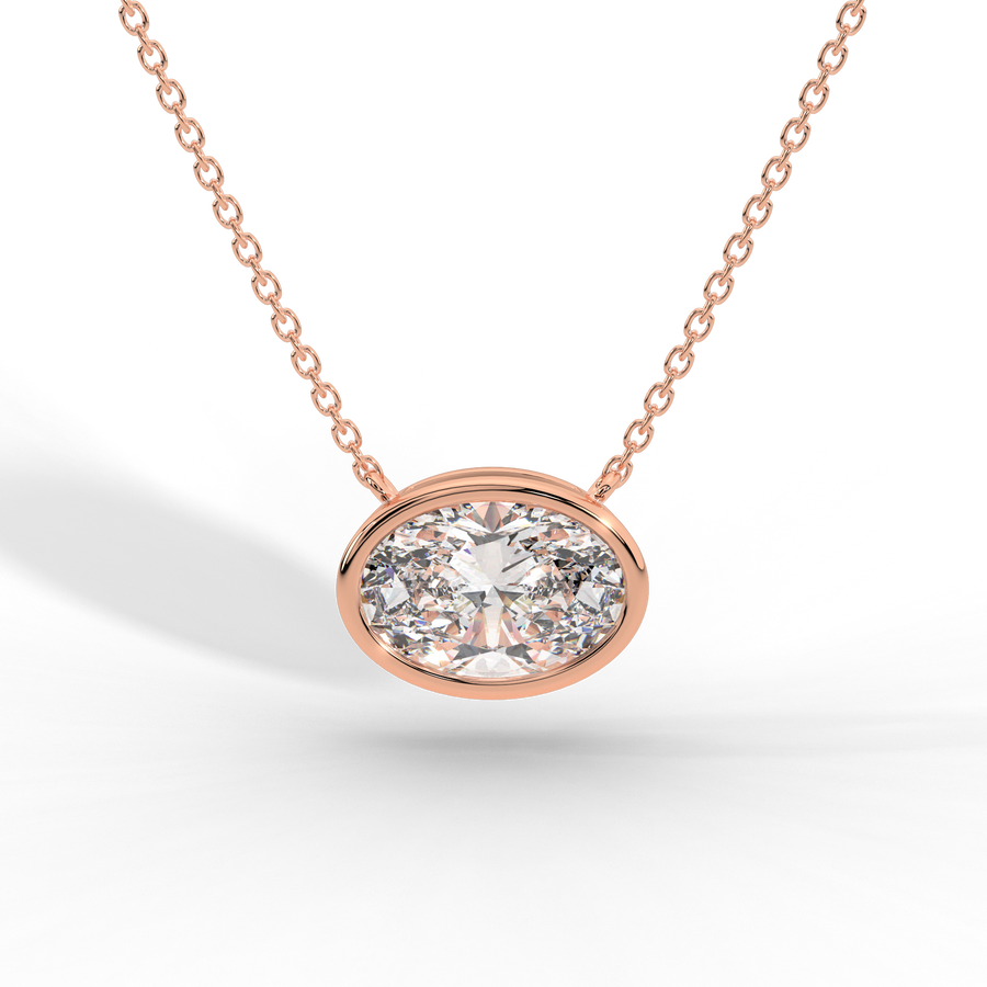 Oval Cut Diamond Solitaire Pendant Necklace