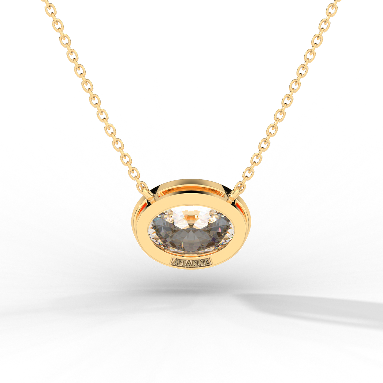 Oval Cut Diamond Solitaire Pendant Necklace