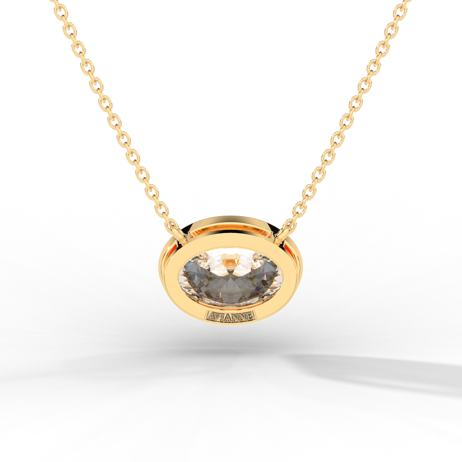 Oval Cut Diamond Solitaire Pendant Necklace