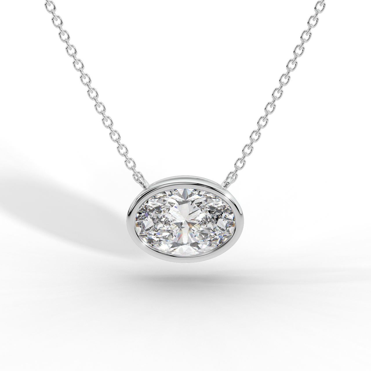 Oval Cut Diamond Solitaire Pendant Necklace