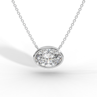Thumbnail for Oval Cut Diamond Solitaire Pendant Necklace