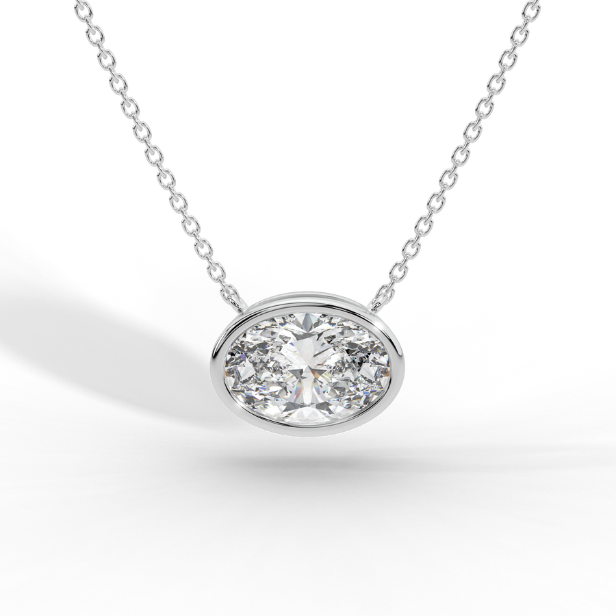 Oval Cut Diamond Solitaire Pendant Necklace