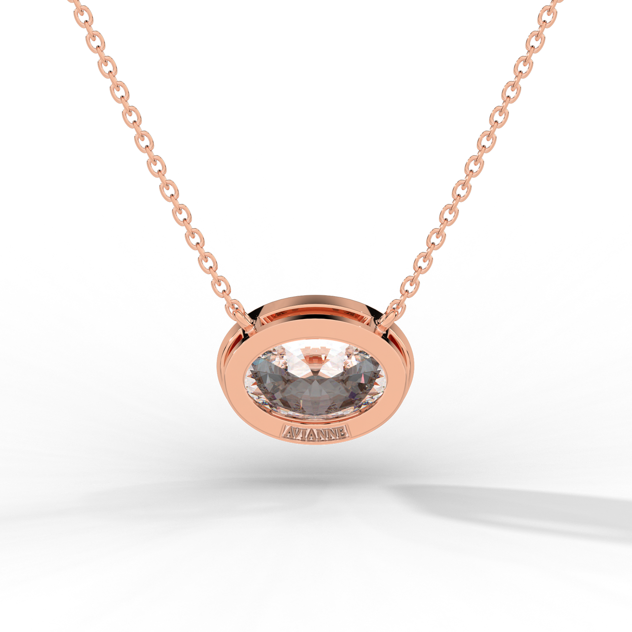 Oval Cut Diamond Solitaire Pendant Necklace