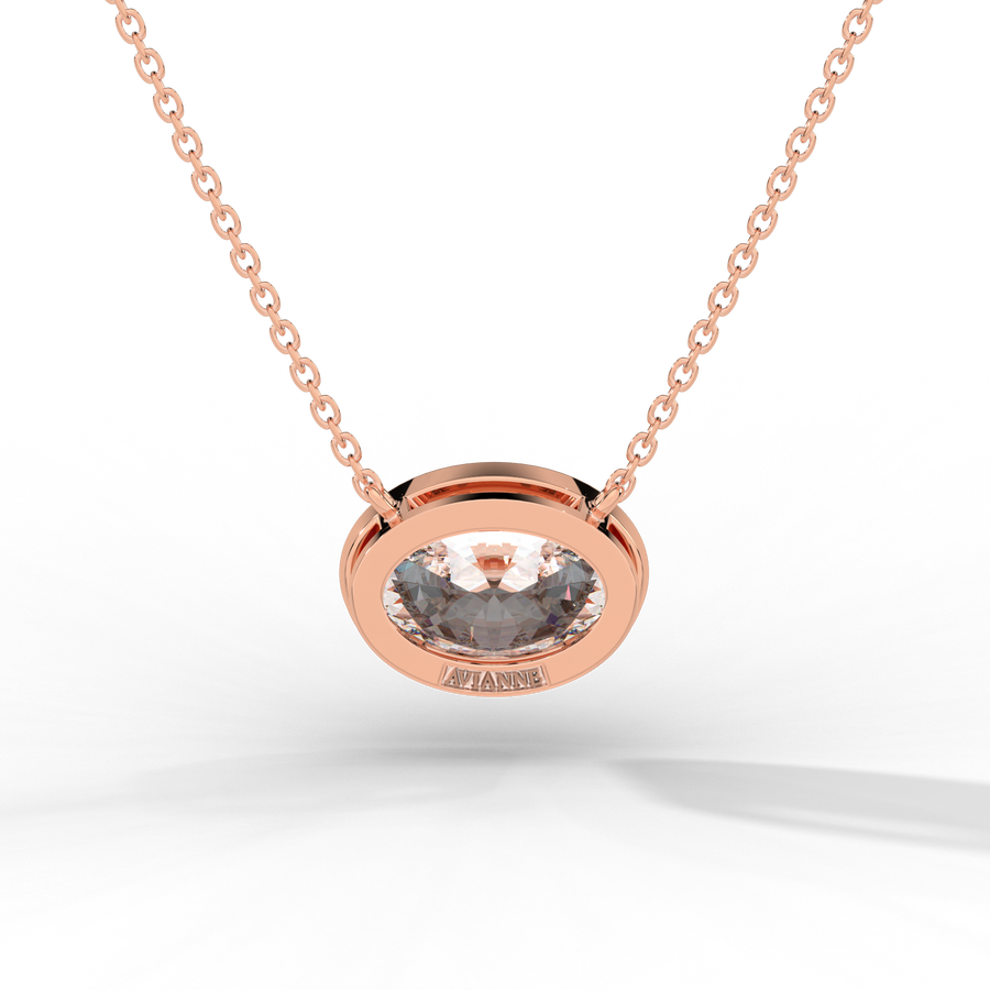 Oval Cut Diamond Solitaire Pendant Necklace