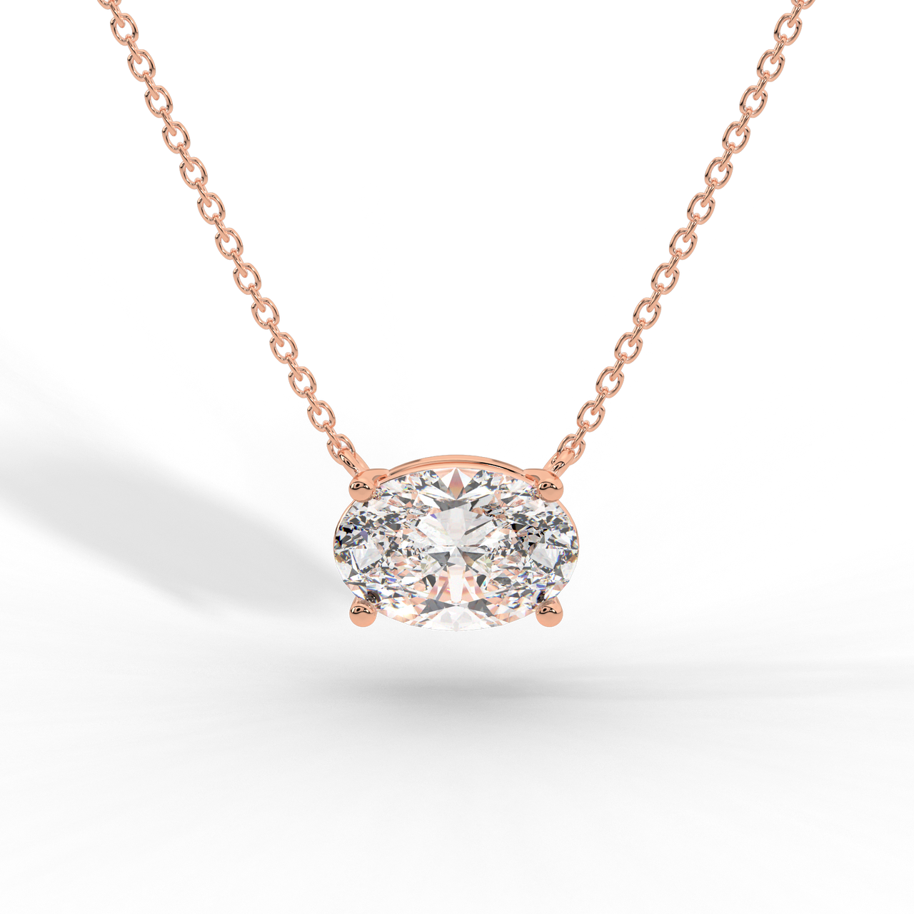 Oval Cut Diamond Solitaire Pendant Necklace