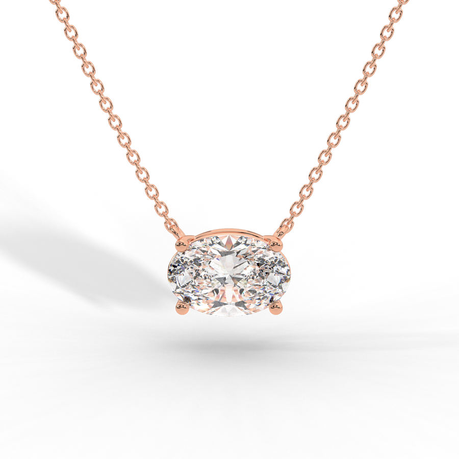 Oval Cut Diamond Solitaire Pendant Necklace