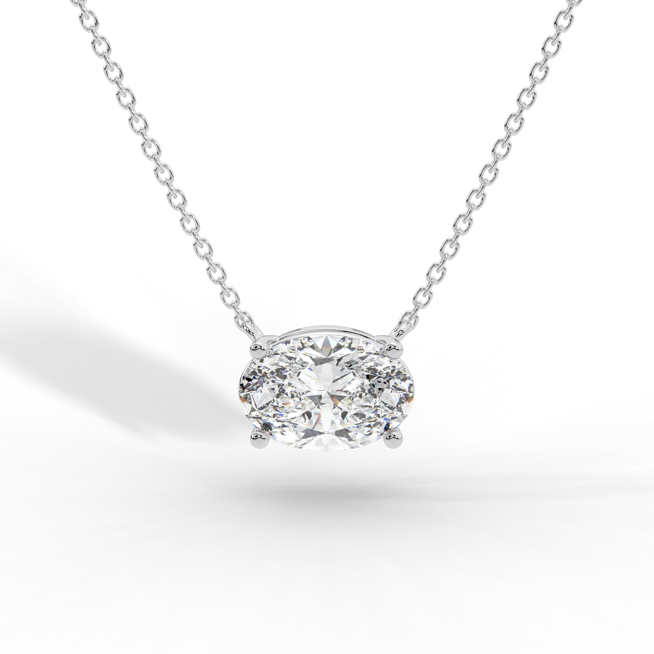 Oval Cut Diamond Solitaire Pendant Necklace