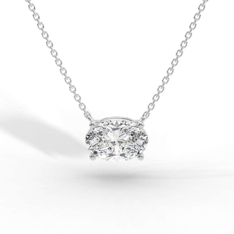 Oval Cut Diamond Solitaire Pendant Necklace