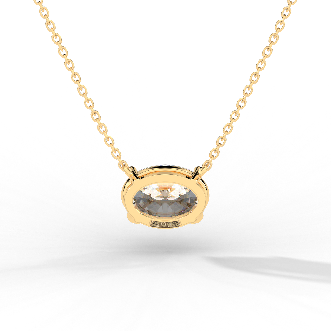Oval Cut Diamond Solitaire Pendant Necklace