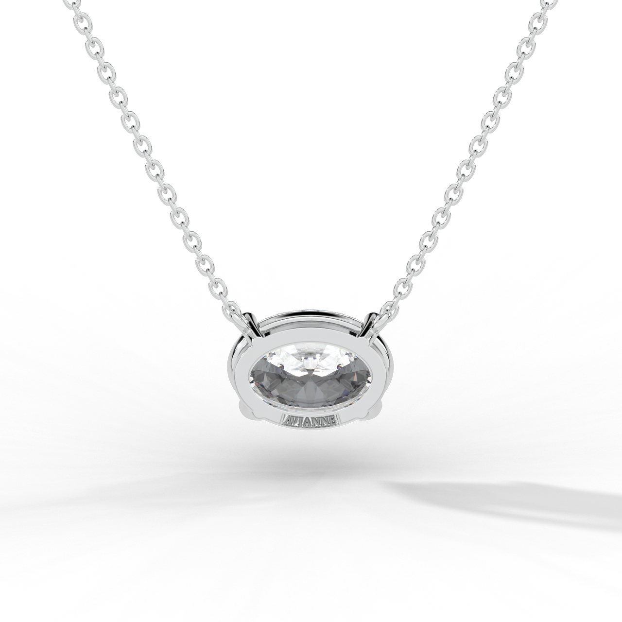 Oval Cut Diamond Solitaire Pendant Necklace