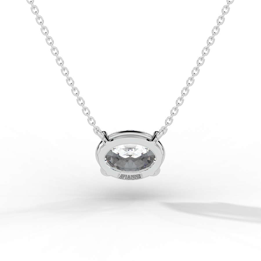 Oval Cut Diamond Solitaire Pendant Necklace