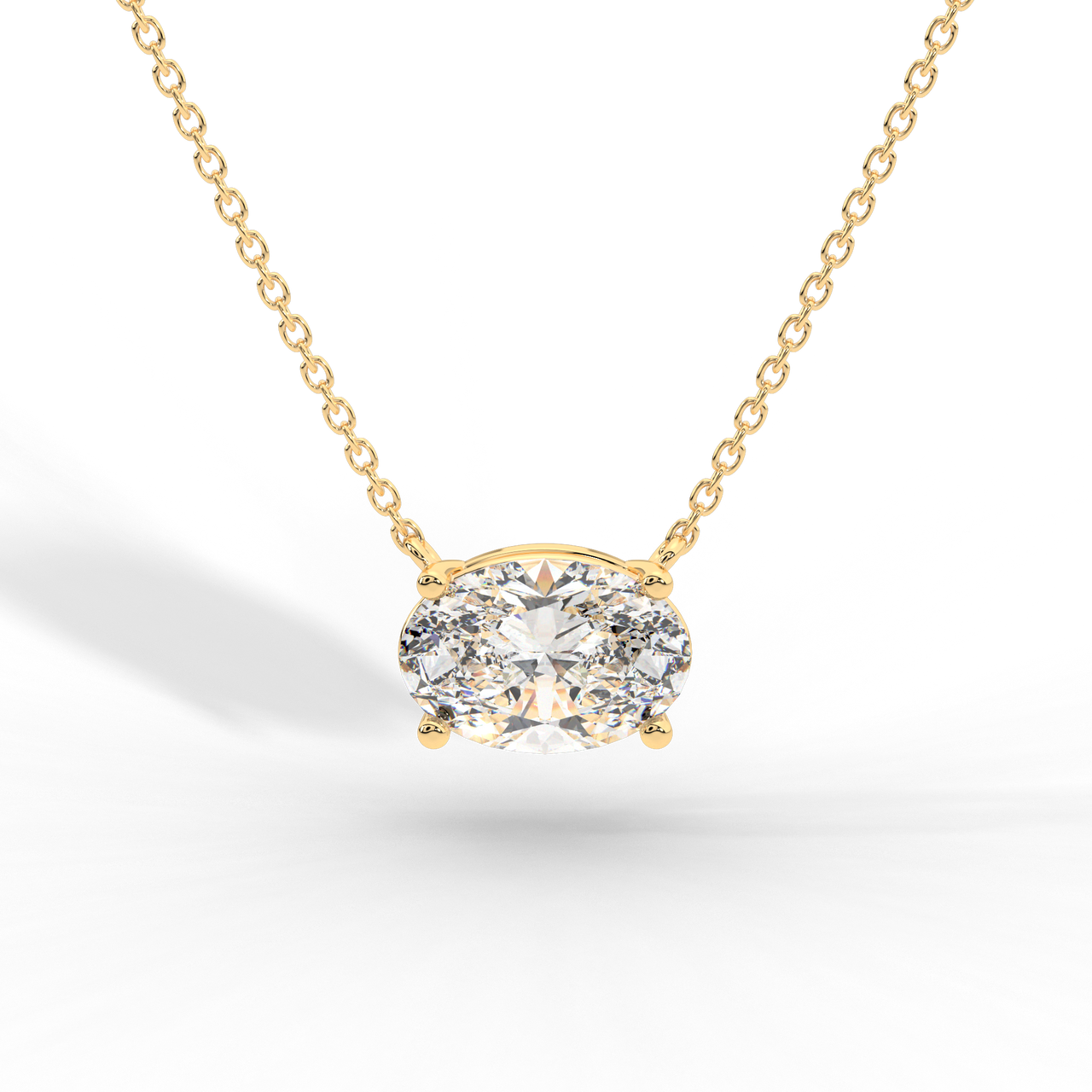 Oval Cut Diamond Solitaire Pendant Necklace