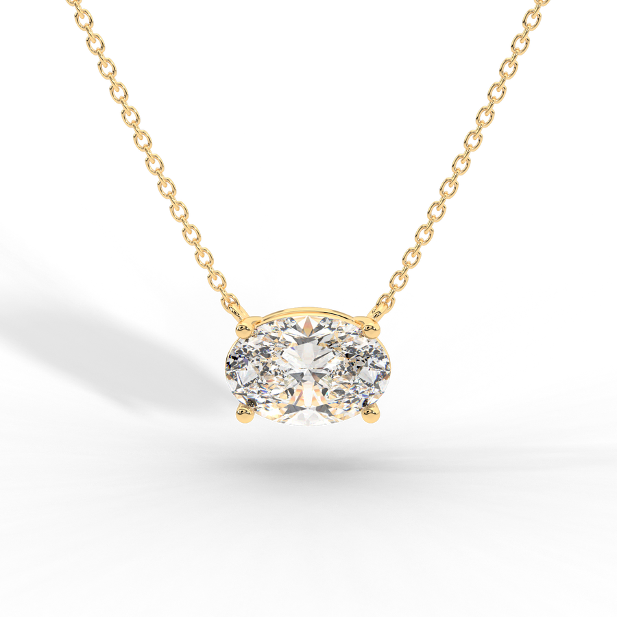 Oval Cut Diamond Solitaire Pendant Necklace