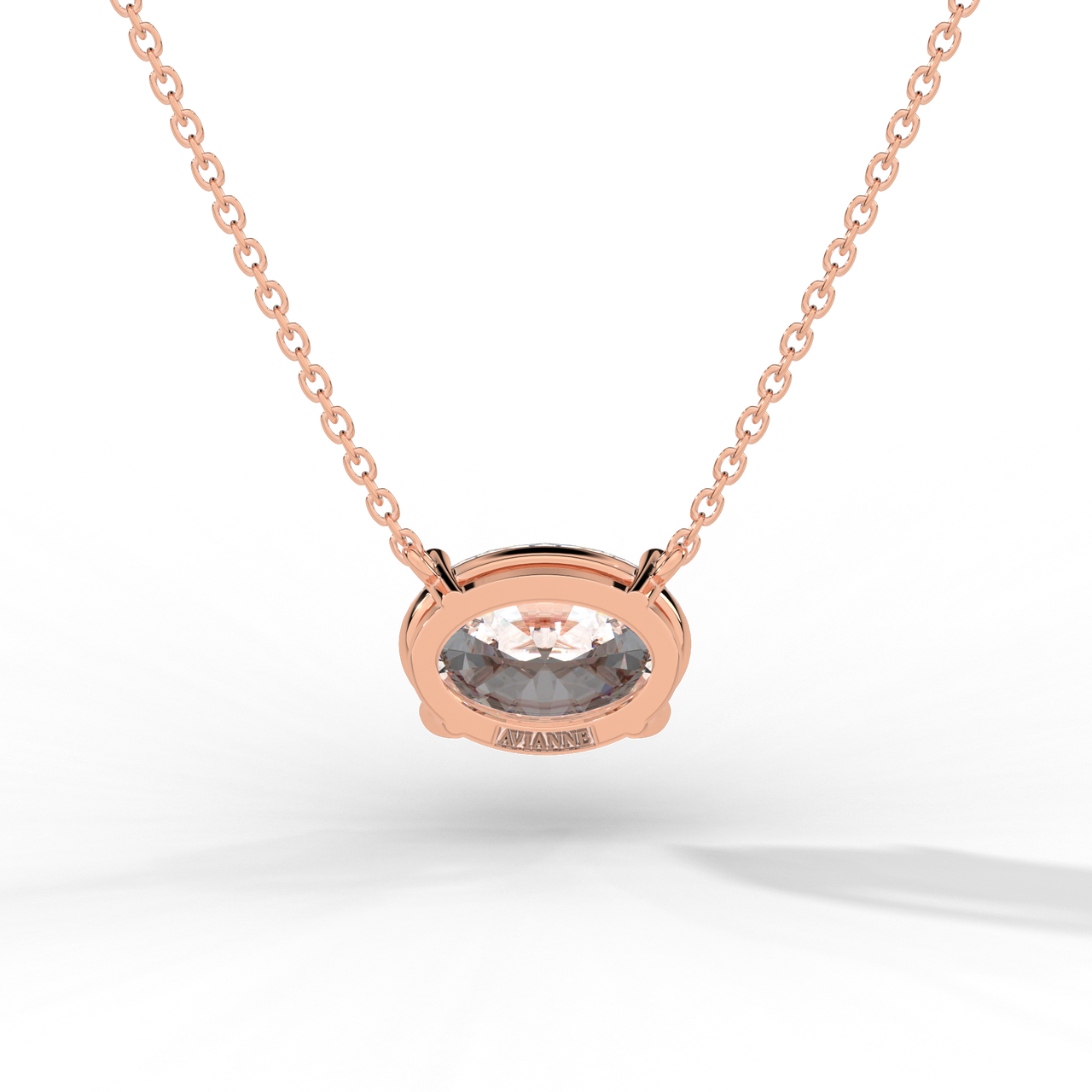 Oval Cut Diamond Solitaire Pendant Necklace
