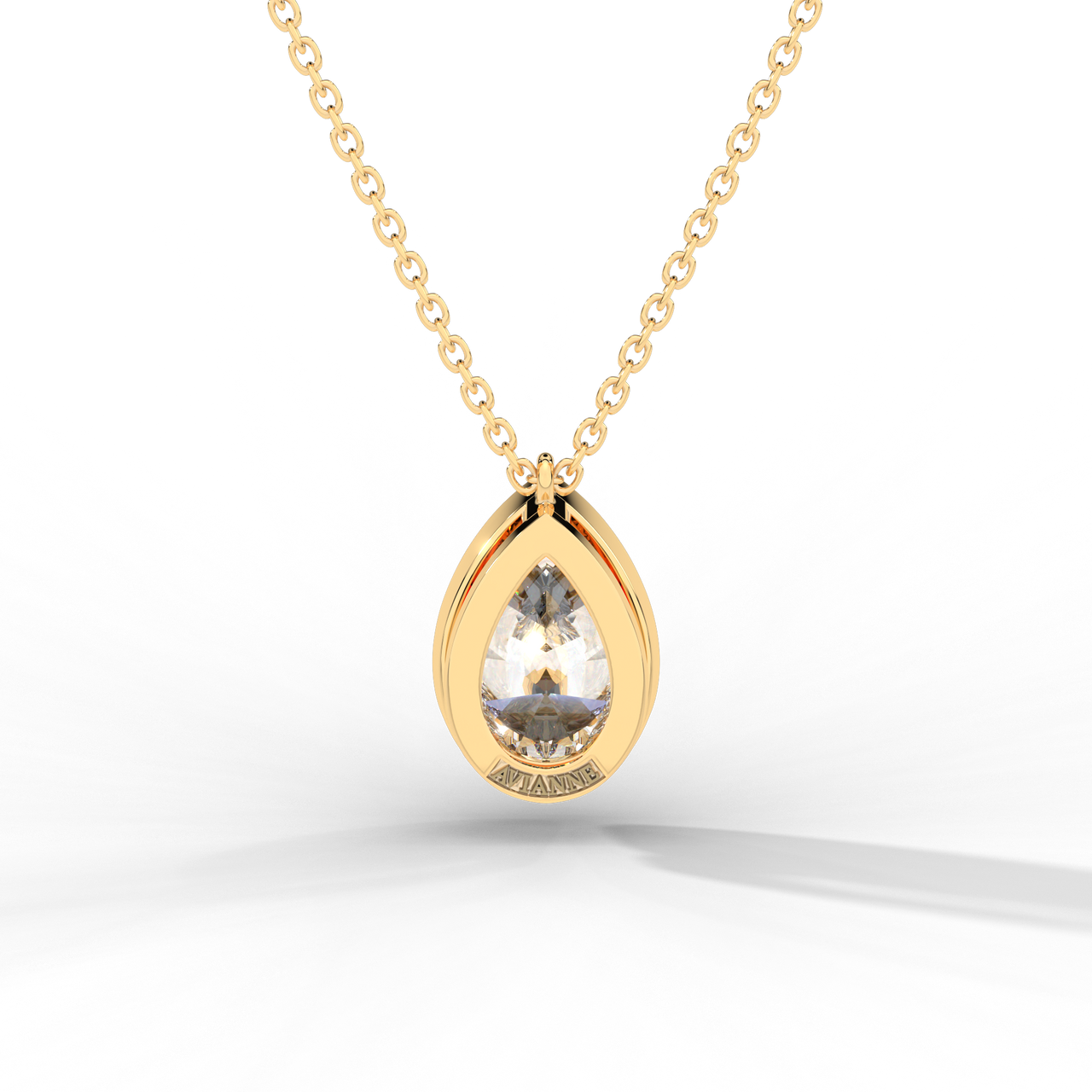 Pear Cut Diamond Solitaire Pendant Necklace