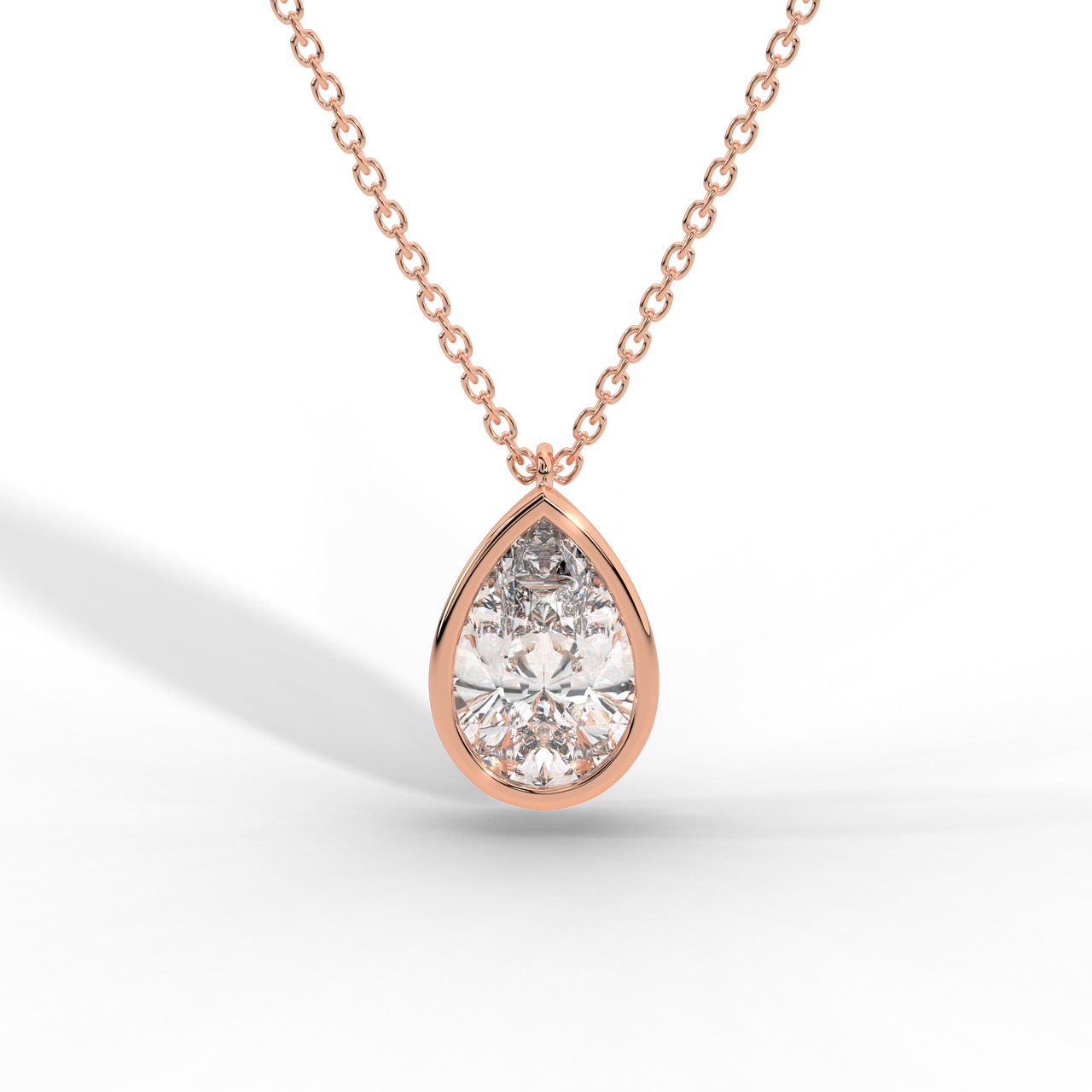 Pear Cut Diamond Solitaire Pendant Necklace