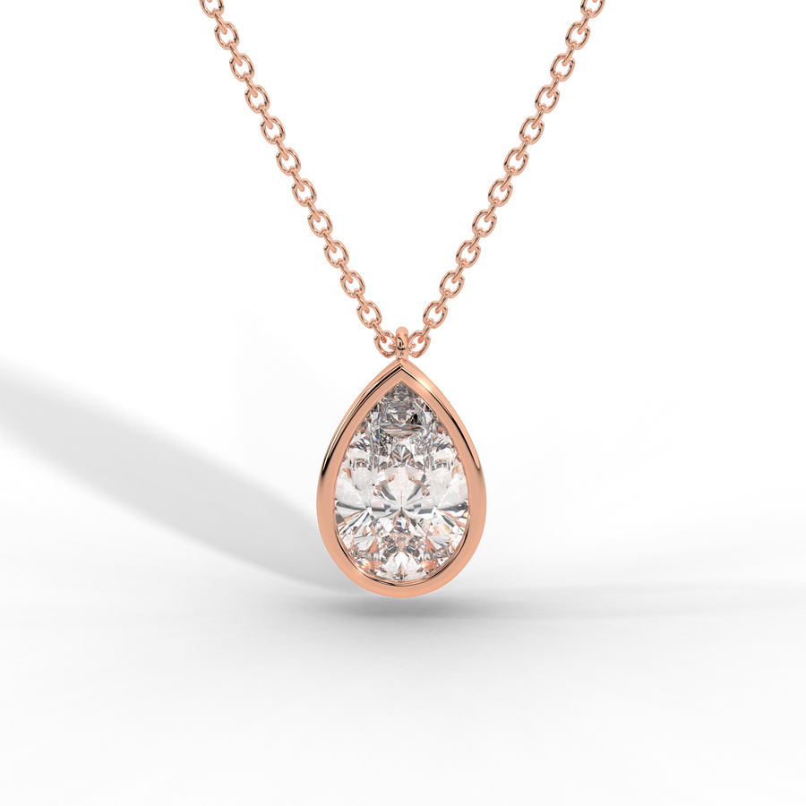 Pear Cut Diamond Solitaire Pendant Necklace