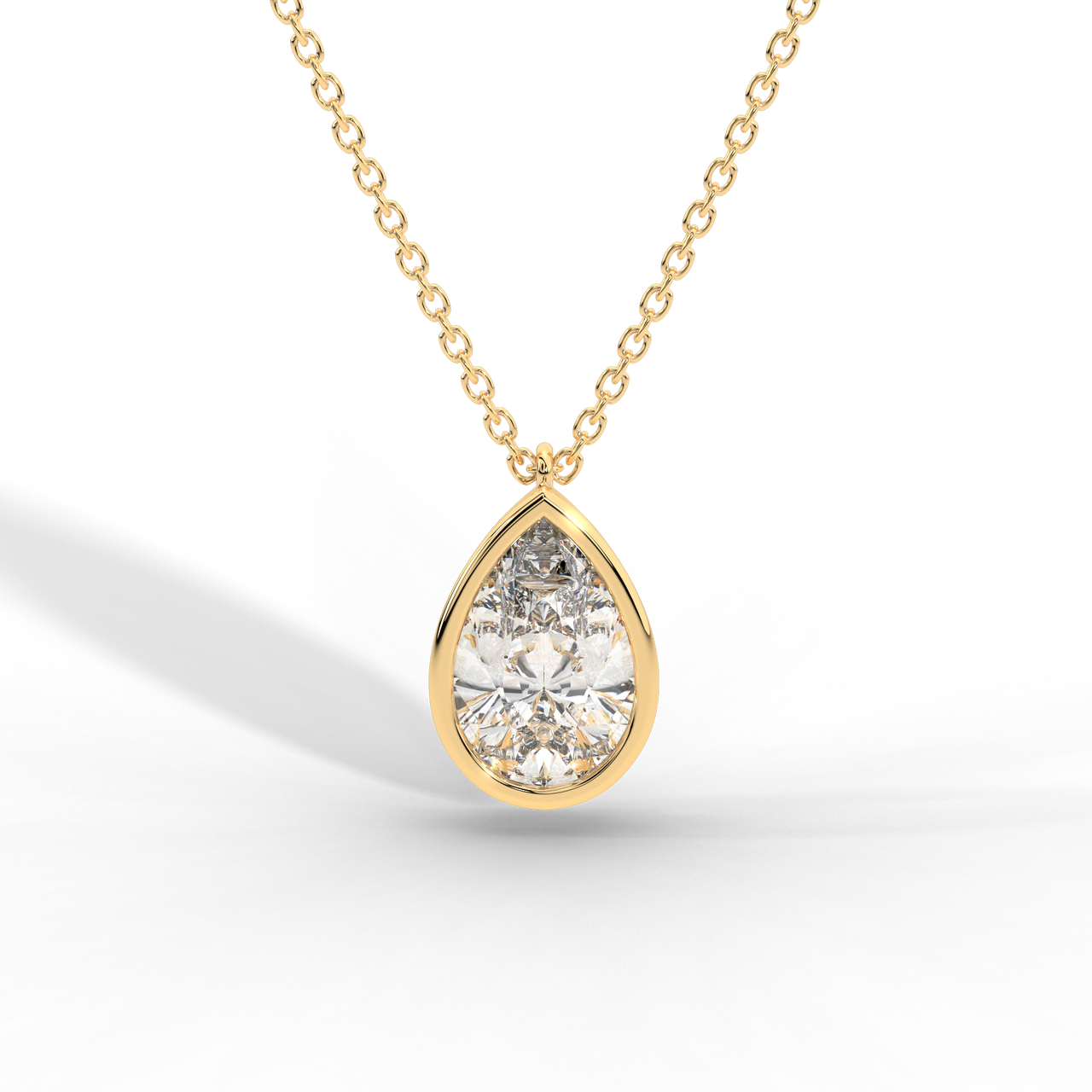 Pear Cut Diamond Solitaire Pendant Necklace