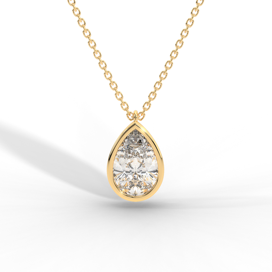 Pear Cut Diamond Solitaire Pendant Necklace
