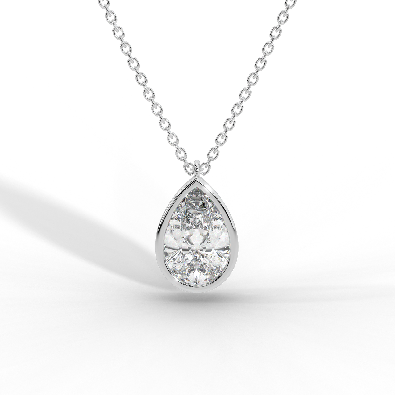 Pear Cut Diamond Solitaire Pendant Necklace