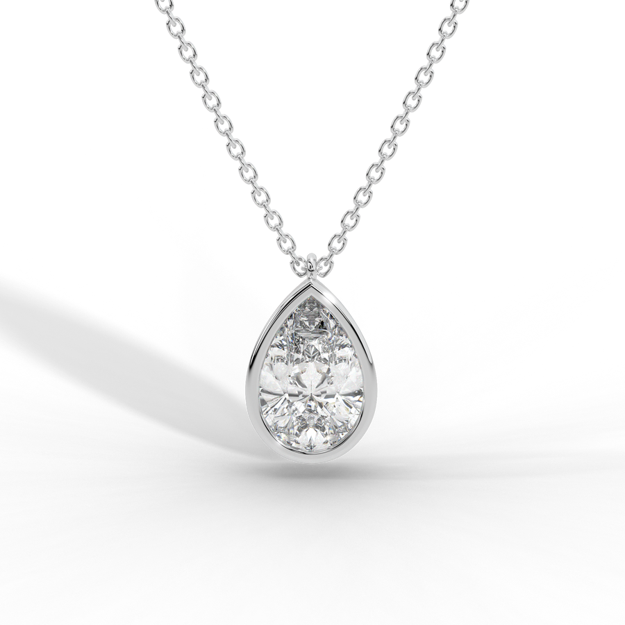 Pear Cut Diamond Solitaire Pendant Necklace